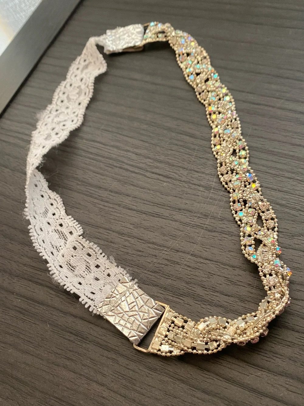 Elegant Silver Beaded Braided AB Rhinestone Crystal Bridal Statement Headband